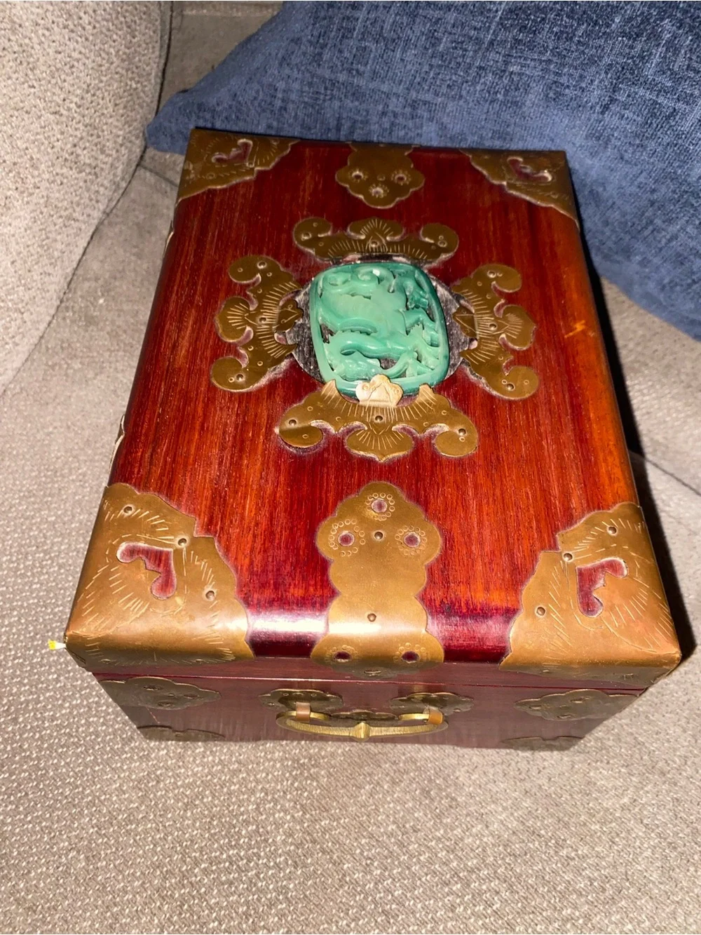 8 Other Reasons Wooden Jewelry Box with Turquoise Accent and Brass Hardware